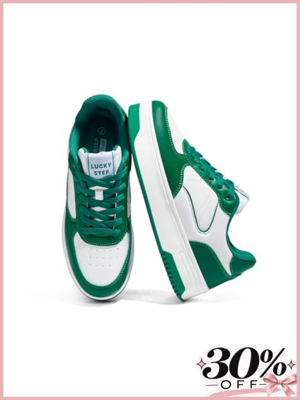 Women's Chunky Fashion Sneakers Platform PU Leather Lace-Up Casual Walking Shoes